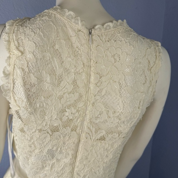 Xscape White Lace Illusion Cutout Lined Tule Fit & Flare Special Occasion Dress - Picture 5 of 9